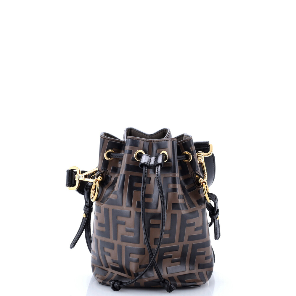 Fendi Mini Mon Tresor Bucket Bag Zucca Embossed Leather